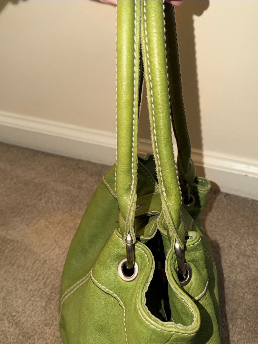 Tignanello Green Leather Shoulder Tote (EUC) - Picture 4 of 16